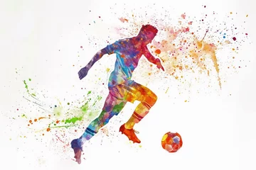 Foto op Plexiglas Watercolor of a soccer player on white. © Michael