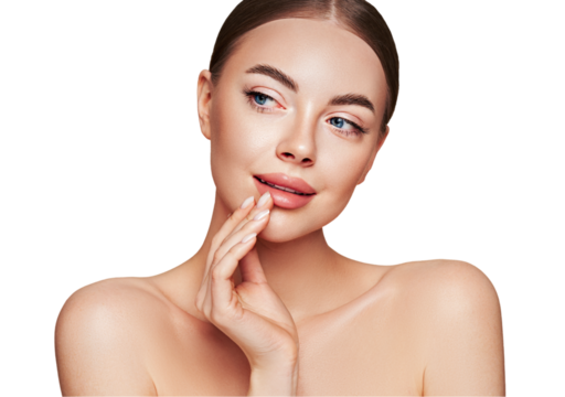 Portrait beautiful young woman with clean fresh skin. Model with healthy skin, close up portrait. Cosmetology, beauty and spa