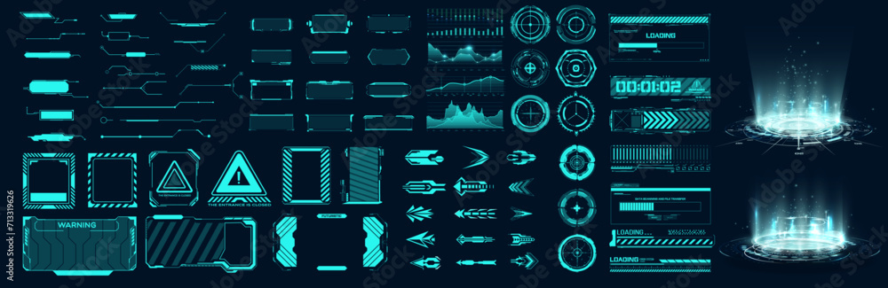 Fototapete futuristic user interface mega set in flat design. comprehensive futuristic hud interface element wi