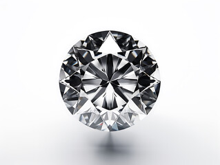 Fototapeta premium A close-up view of a beautiful diamond, isolated on a white-colored background. Created with Generative AI.