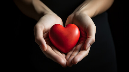 Fototapeta premium a hand presenting a red heart, emphasizing the importance of charitable actions and the impact of kindness on individuals and communities