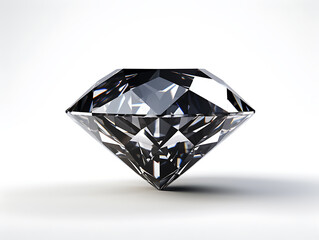 Front view of a beautiful diamond with shadow isolated on a white-coloured background. Created with Generative AI.