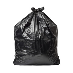 Black garbage bag trash waste on isolated cutout PNG transparent background