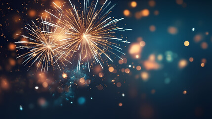 Beautiful creative holiday background with fireworks and sparkles