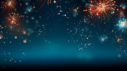 Obraz premium Beautiful creative holiday background with fireworks and sparkles