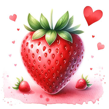 cute berry watercolor illustration