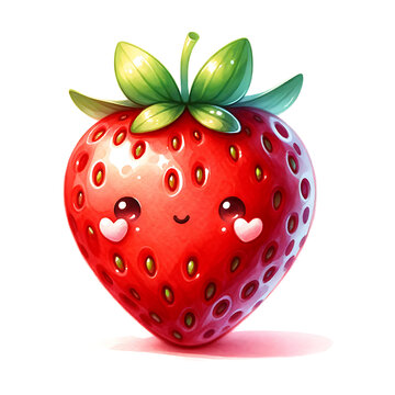 cute berry watercolor illustration