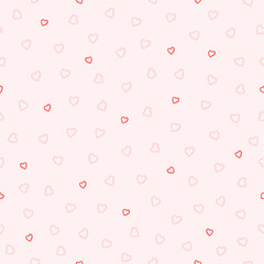 Vector illustration. Seamless pattern, Happy Valentine's Day, Pastel pink background with hearts, love, happiness, templates, cards, wallpapers, for website, brochure, advertisement, social media