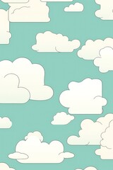 Ivory turquoise and cloud cute square pattern, in the style of minimalist line drawings