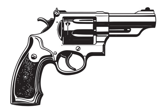 Revolver Gun Mascot cartoon vector art and illustration .Vector