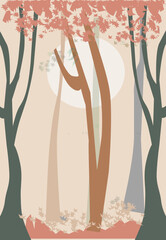 Simple minimalist Modern Forest Background Vector