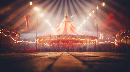 Carnival tent with round arena scene, amusement show. Round circus arena - obrazy, fototapety, plakaty