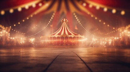 Carnival tent with round arena scene, amusement show. Round circus arena - obrazy, fototapety, plakaty