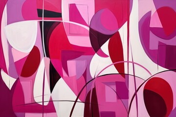 Magenta abstract simple shapes, style of Matisse