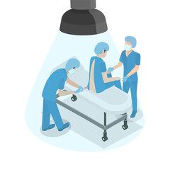 3D Isometric Flat  Conceptual Illustration of Epidural Anesthesia, Spinal Injection