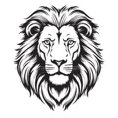 Poster Lion portrait lion head sketch hand drawn engraving style Wild animals Vector illustration © BigJoy