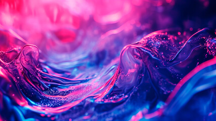 Dynamic translucent soft gradient stream motion. Violet neon color wave. Blue glowing shiny background. Light trail wave, fire path trace line and incandescence curve twirl.