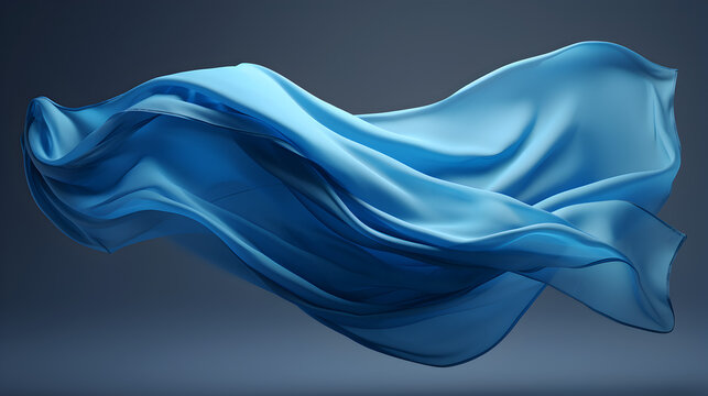 Blue flying fabric, 3d wave cloth,,
Smooth flying elegant blue transparent silk fabric cloth on white background
