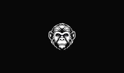 monkey head silhouette on black background