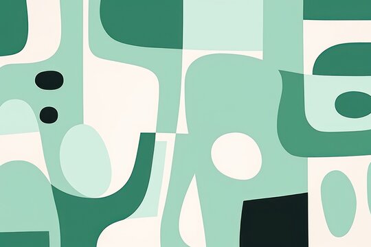 Mint abstract simple shapes, style of Matisse