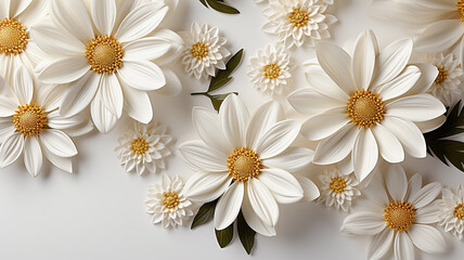 Bouquet of white daisies on a white background