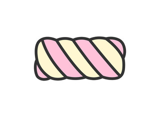 マシュマロ棒のアイコン（線画カラー）のイラスト