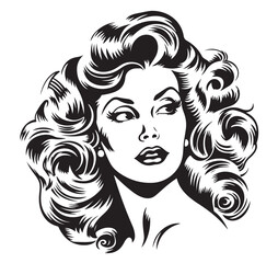 Beautiful woman face in comic retro style sketch. Vector illustration