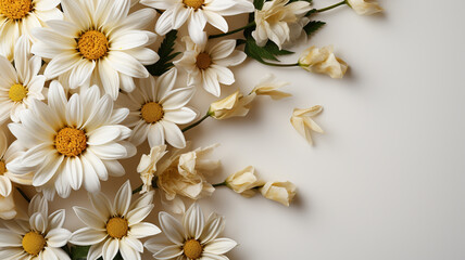 Fototapeta na wymiar Bouquet of white daisies on a white background
