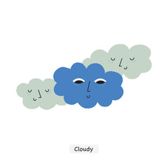 Hand Drawn Cloudy Weather Forecast Cute Face