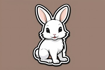 cute white rabbit illustration used for logo and sticker