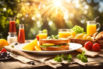 healthy breakfast with bread and juice