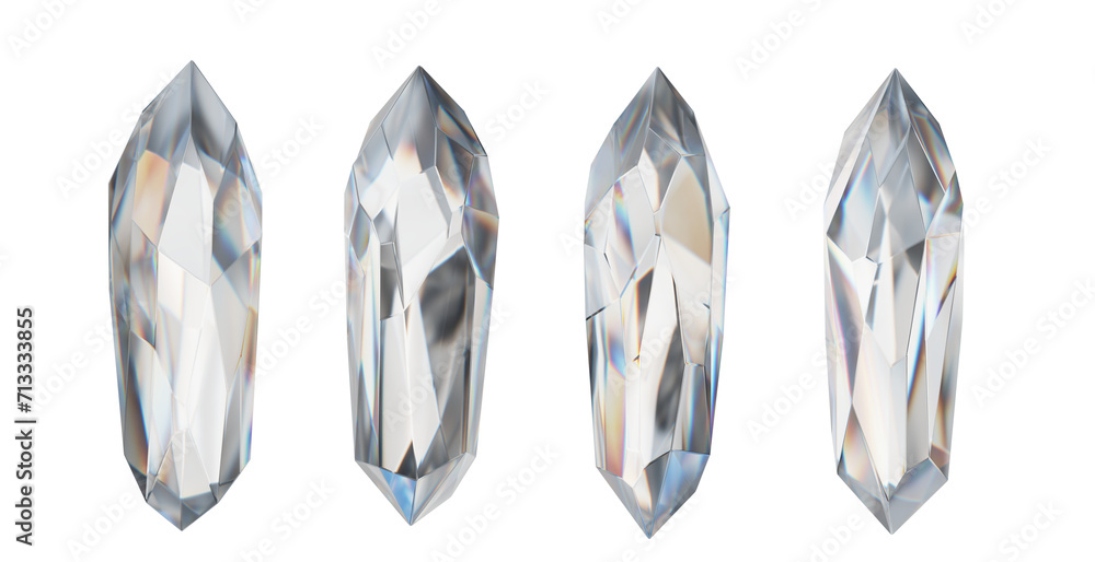 Poster crystal shape set isolated background 3d rendering