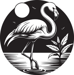 illustration of a flamingo vector silhouette © Chayon Sarker