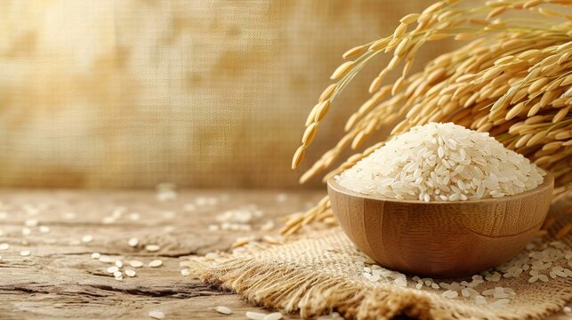 rice grain in bowl for zakat islamic charity concept - AI Generated