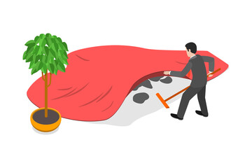 3D Isometric Flat  Conceptual Illustration of Trouble Postponing, Delay Issue Solution