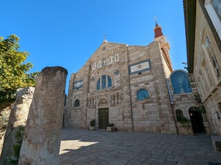 Madaba historical old town, Jordan, fampous for Interior of Greek Orthodox Basilica of St George...