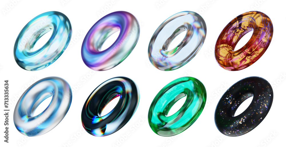 Poster crystal ring decoration set isolated background 3d rendering