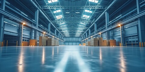 large modern warehouse for shipping transport logistic shipping cargo center. storehouse  technology for management - obrazy, fototapety, plakaty