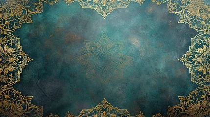 Foto op Plexiglas Elegant Luxury Ornamental Islamic Background with Islamic Pattern Border and Decorative Ornament - AI Generated Abstract Art © Curva Design