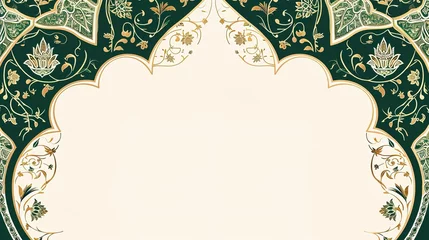 Foto op Plexiglas Ramadan Kareem Arabic Islamic Elegant White and Green Ornamental Background - AI Generated © Curva Design