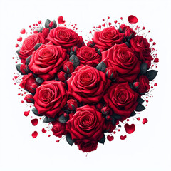 Valentine's Day background with red roses and hearts. Vector illustration.