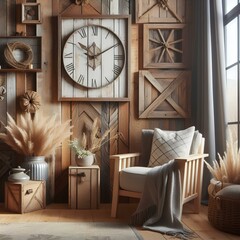 Rustic chair and barn wood wall decor.