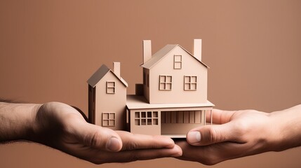 Hand touch on house, concept home loan and heritage