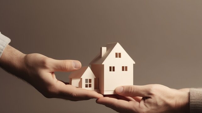 Hand touch on house, concept home loan and heritage