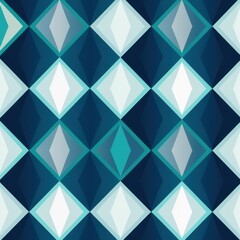 Navy argyle and aqua diamond pattern, in the style of minimalist background
