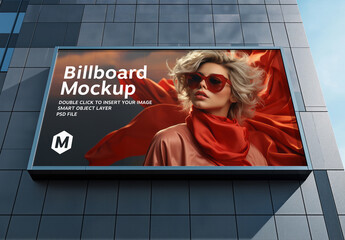 Billboard On A Modern Building Frontage Mockup. Generative Ai