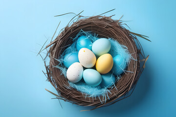 easter eggs in a nest. 