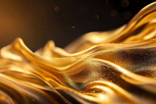 Abstract Shiny Gold Wave Design Element, Possibly For Cosmetic Voucher Or Advertisement