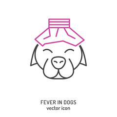 Dog fever and lethargy icon. Hyperthermia in dogs. - obrazy, fototapety, plakaty