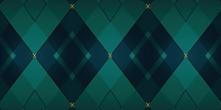 Navy argyle and green diamond pattern, in the style of minimalist background